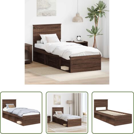 Struttura in legno -  Struttura del letto Rovere Marrone 75 x 190 cm Pino massello