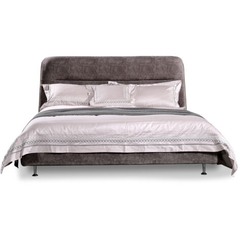Struttura Letto 150x200 cm Tromso Pärumm con Testiera Inclusa Grigio Piedini in Metallo