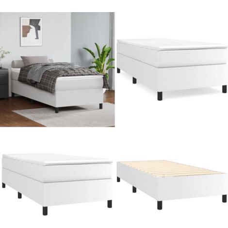 Struttura Letto a Rete a Molle Bianco 100x200 cm in Similpelle - Letto a molle - Letto a rete