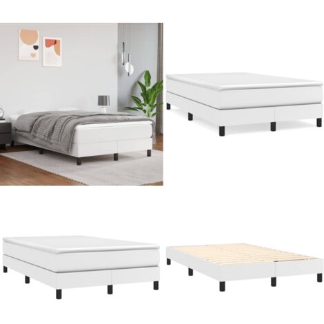 Struttura Letto a Rete a Molle Bianco 120x200 cm in Similpelle - Letto a molle in similpelle - Letto a rete a molle
