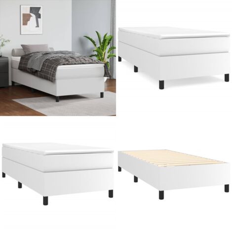 Struttura Letto a Rete a Molle Bianco 90x200 cm in Similpelle - Letto a molle - Letto a rete