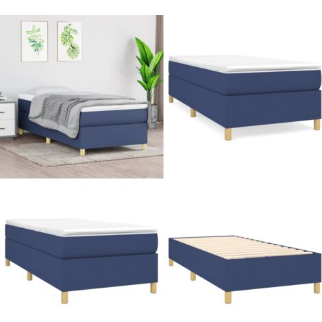 Struttura Letto a Rete a Molle Blu 100x200 cm in Tessuto - Letto a molle - Materasso letto