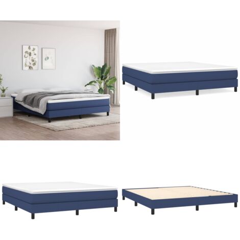 Struttura Letto a Rete a Molle Blu 180x200 cm in Tessuto - Letto a molle - Materasso letto