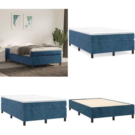 Struttura Letto a Rete a Molle Blu Scuro 120x200 cm in Velluto - Materasso letto - Letto a molle