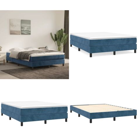 Struttura Letto a Rete a Molle Blu Scuro 140x200 cm Velluto - Letto a molle - Materasso letto