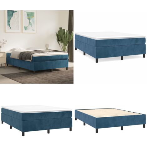Struttura Letto a Rete a Molle Blu Scuro 140x200 cm Velluto - Materasso letto - Letto a molle