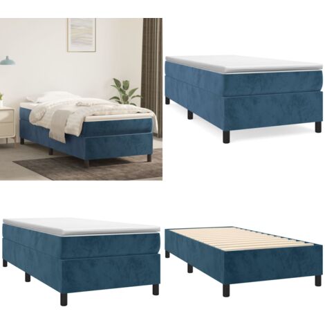Struttura Letto a Rete a Molle Blu Scuro 80x200 cm in Velluto - Letto a molle in velluto - Letto a molle con gambe