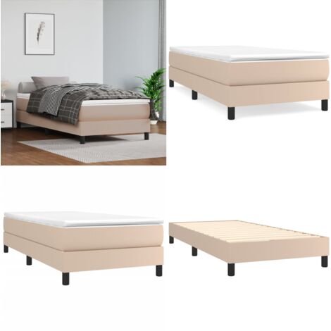 Struttura Letto a Rete a Molle Cappuccino 100x200 cm in Similpelle - Materasso a molle - Letto a molle