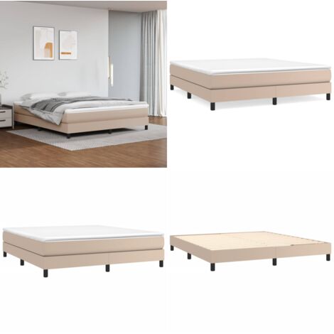 Struttura Letto a Rete a Molle Cappuccino 160x200 cm in Similpelle - Letto a molle - Letto a rete