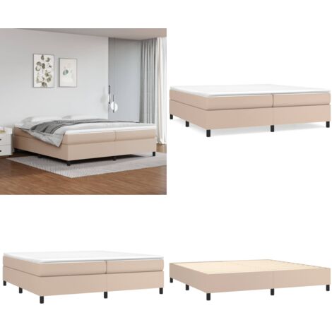 Struttura Letto a Rete a Molle Cappuccino 200x200 cm in Similpelle - Materasso a molle - Letto a molle cappuccino