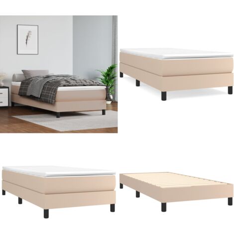 Struttura Letto a Rete a Molle Cappuccino 90x190 cm in Similpelle - Materasso a molle - Letto a molle