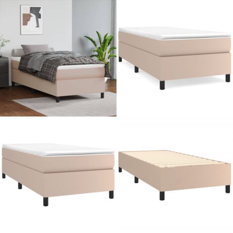 Struttura Letto a Rete a Molle Cappuccino 90x200 cm in Similpelle - Letto a molle - Letto a rete