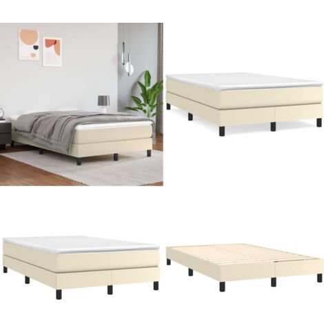 Struttura Letto a Rete a Molle Crema 120x200 cm in Similpelle - Materasso a molle - Letto a molle