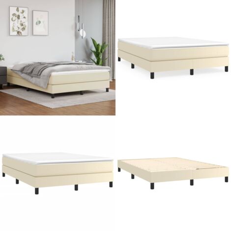 Struttura Letto a Rete a Molle Crema 140x190 cm in Similpelle - Materasso a molle - Letto a molle
