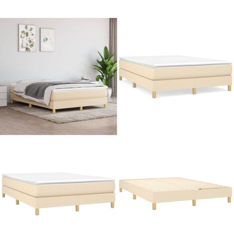 Struttura Letto a Rete a Molle Crema 140x190 cm in Tessuto - Letto a molle - Materasso letto