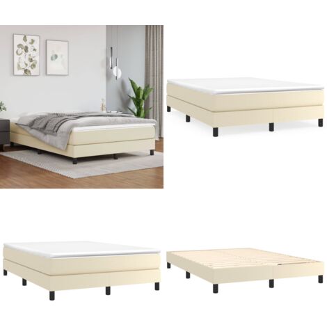 Struttura Letto a Rete a Molle Crema 140x200 cm in Similpelle - Materasso a molle - Letto a molle