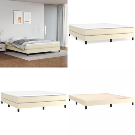 Struttura Letto a Rete a Molle Crema 180x200 cm in Similpelle - Materasso a molle - Letto a molle cremato