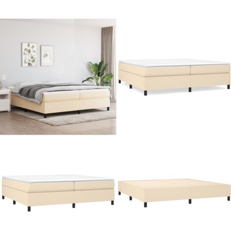Struttura Letto a Rete a Molle Crema 200x200 cm in Tessuto - Letto a molle - Materasso letto
