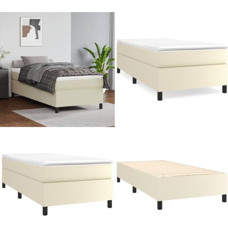 Struttura Letto a Rete a Molle Crema 80x200 cm in Similpelle - Materasso a molle - Letto a molle