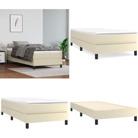 Struttura Letto a Rete a Molle Crema 90x190 cm in Similpelle - Materasso a molle - Letto a molle