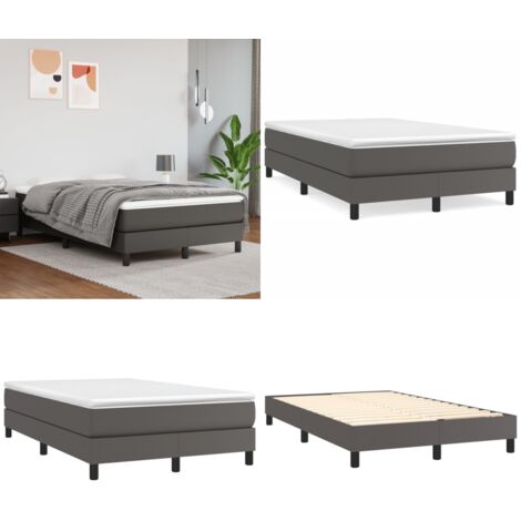 Struttura Letto a Rete a Molle Grigio 120x200 cm in Similpelle - Letto a molle grigio - Letto a molle in similpelle