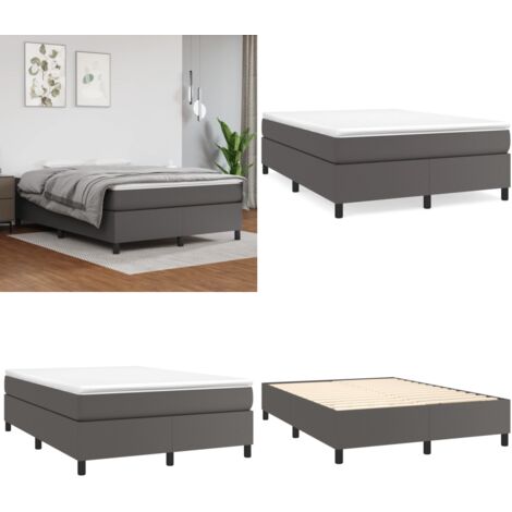 Struttura Letto a Rete a Molle Grigio 140x190 cm in Similpelle - Letto a molle grigio - Letto a molle in similpelle