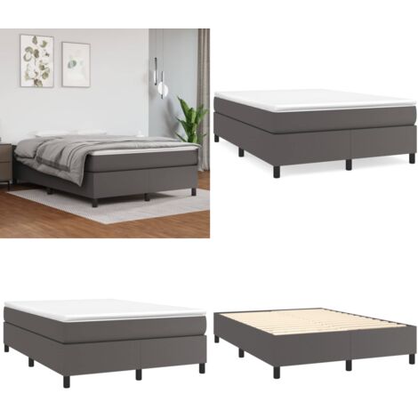 Struttura Letto a Rete a Molle Grigio 140x200 cm in Similpelle - Letto a molle grigio - Letto a molle in similpelle