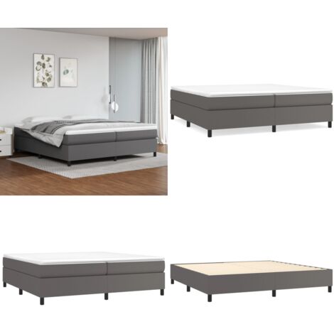 Struttura Letto a Rete a Molle Grigio 200x200 cm in Similpelle - Letto a molle grigio - Letto a molle con similpelle