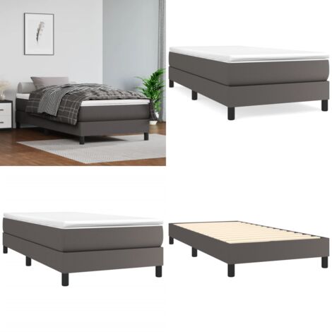 Struttura Letto a Rete a Molle Grigio 80x200 cm in Similpelle - Materasso a molle - Letto a molle grigio