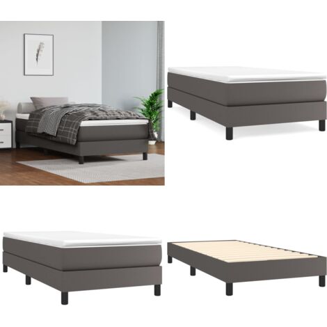 Struttura Letto a Rete a Molle Grigio 90x200 cm in Similpelle - Letto a molle grigio - Letto a molle in similpelle