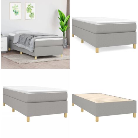 Struttura Letto a Rete a Molle Grigio Chiaro 100x200 cm Tessuto - Letto a molle - Materasso letto