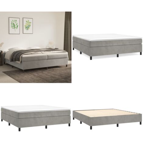 Struttura Letto a Rete a Molle Grigio Chiaro 200x200 cm Velluto - Materasso letto - Letto a molle