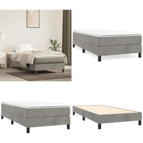 Struttura Letto a Rete a Molle Grigio Chiaro 80x200 cm Velluto - Materasso letto - Letto a molle