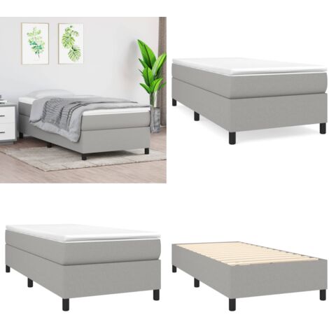 Struttura Letto a Rete a Molle Grigio Chiaro 90x190 cm Tessuto - Letto a molle - Materasso letto