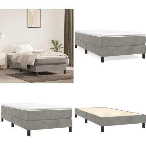 Struttura Letto a Rete a Molle Grigio Chiaro 90x190 cm Velluto - Materasso letto - Letto a molle