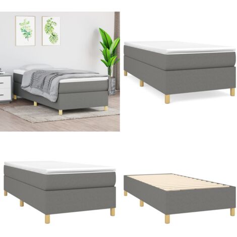 Struttura Letto a Rete a Molle Grigio Scuro 100x200 cm Tessuto - Letto a molle - Materasso letto