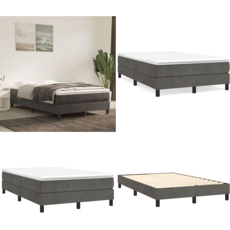 Struttura Letto a Rete a Molle Grigio Scuro 120x200 cm Velluto - Letto a molle - Materasso letto