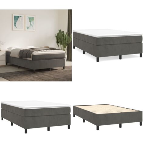 Struttura Letto a Rete a Molle Grigio Scuro 120x200 cm Velluto - Materasso letto - Letto a molle