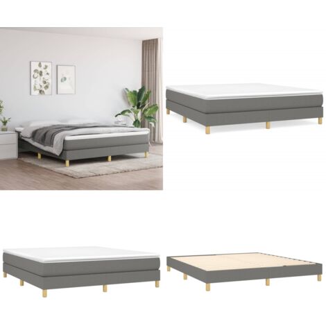 Struttura Letto a Rete a Molle Grigio Scuro 160x200 cm Tessuto - Letto a molle grigio scuro - Letto a molle con tessuto