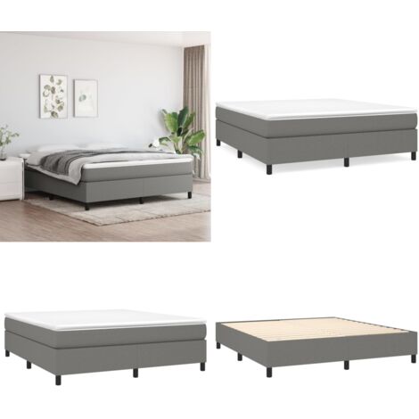 Struttura Letto a Rete a Molle Grigio Scuro 160x200 cm Tessuto - Letto a molle grigio scuro - Letto a molle con tessuto