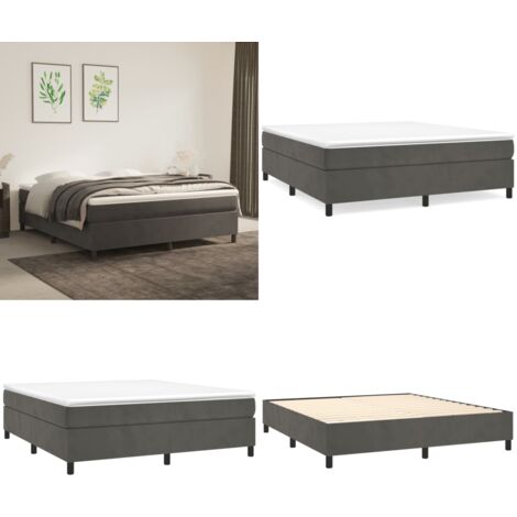 Struttura Letto a Rete a Molle Grigio Scuro 180x200 cm Velluto - Materasso letto - Letto a molle