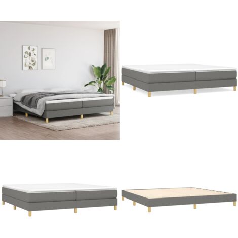 Struttura Letto a Rete a Molle Grigio Scuro 200x200 cm Tessuto - Letto a molle grigio scuro - Materasso letto