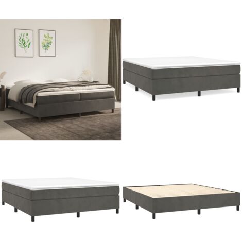 Struttura Letto a Rete a Molle Grigio Scuro 200x200 cm Velluto - Letto a molle - Materasso letto