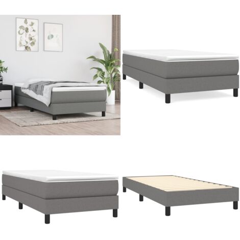 Struttura Letto a Rete a Molle Grigio Scuro 80x200 cm Tessuto - Letto a molle grigio scuro - Letto a molle con tessuto