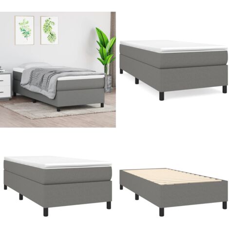 Struttura Letto a Rete a Molle Grigio Scuro 90x200 cm Tessuto - Letto a molle grigio scuro - Materasso letto