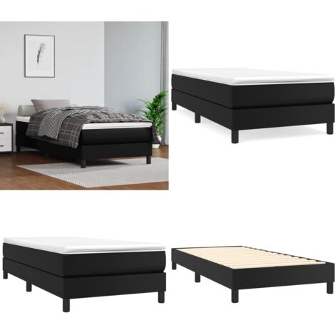 Struttura Letto a Rete a Molle Nero 100x200 cm in Similpelle - Materasso a molle - Letto a molle