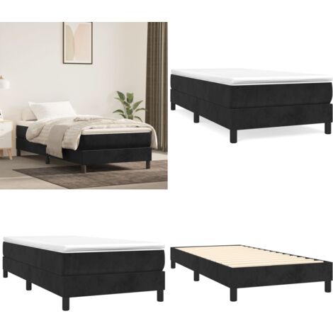 Struttura Letto a Rete a Molle Nero 100x200 cm in Velluto - Letto a molle in velluto - Letto a molle nero