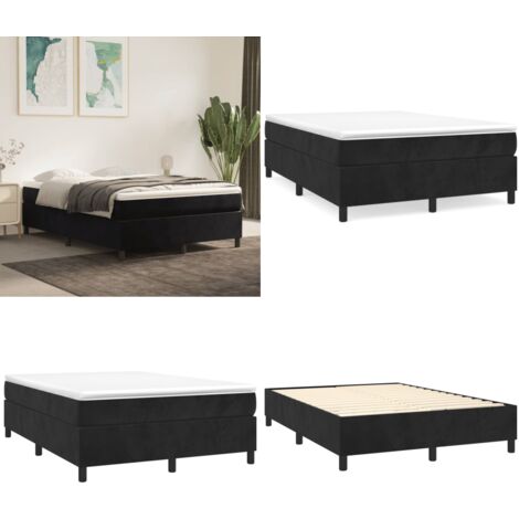 Struttura Letto a Rete a Molle Nero 140x190 cm in Velluto - Materasso a molle - Letto a molle
