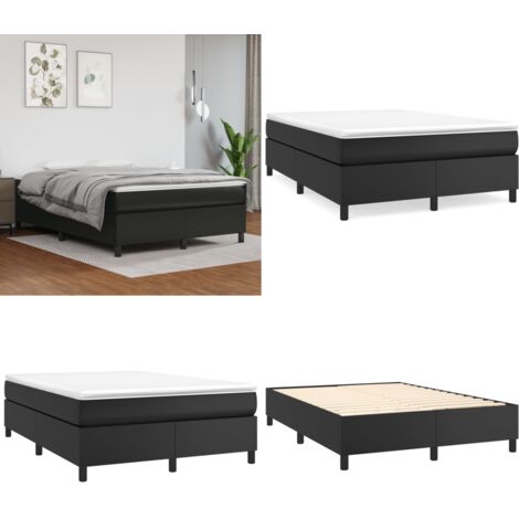 Struttura Letto a Rete a Molle Nero 140x200 cm in Similpelle - Letto a molle in similpelle - Letto a molle nero