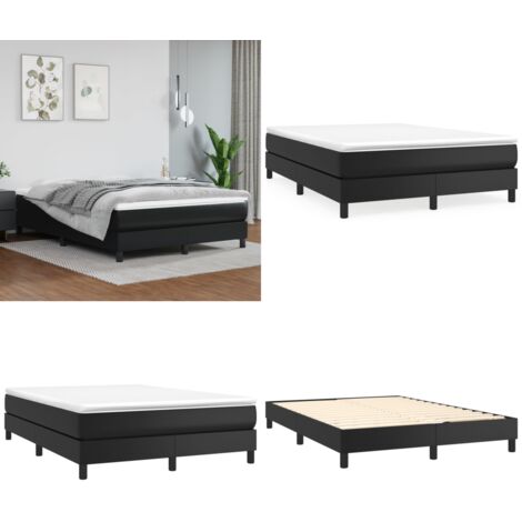 Struttura Letto a Rete a Molle Nero 140x200 cm in Similpelle - Letto a molle - Letto a rete